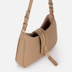 Borsa hobo piccola in materiale effetto pelle con zip