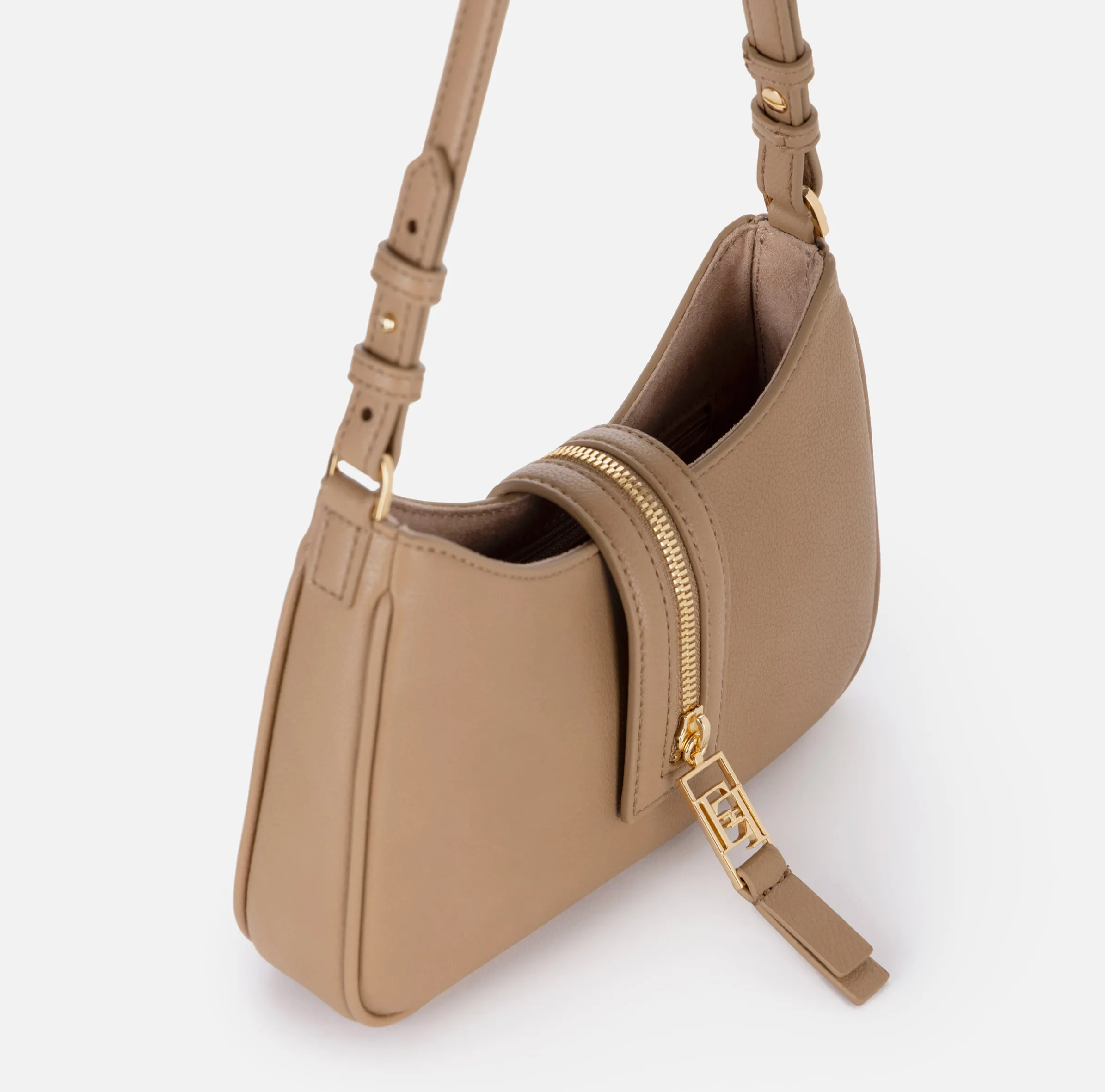 Borsa hobo piccola in materiale effetto pelle con zip