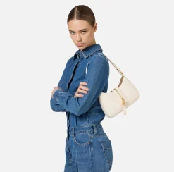 Borsa hobo piccola in materiale effetto pelle con zip