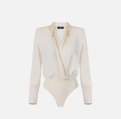 Camicia body in georgette e raso con zip