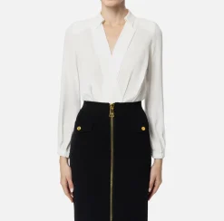 Camicia body in georgette con scollo incrociato