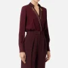 Camicia body in georgette e raso con zip