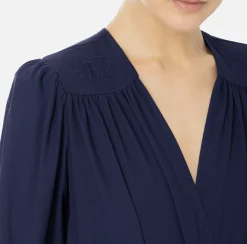 Camicia body in georgette con ricamo su spalle