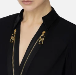 Camicia body in georgette e raso con zip