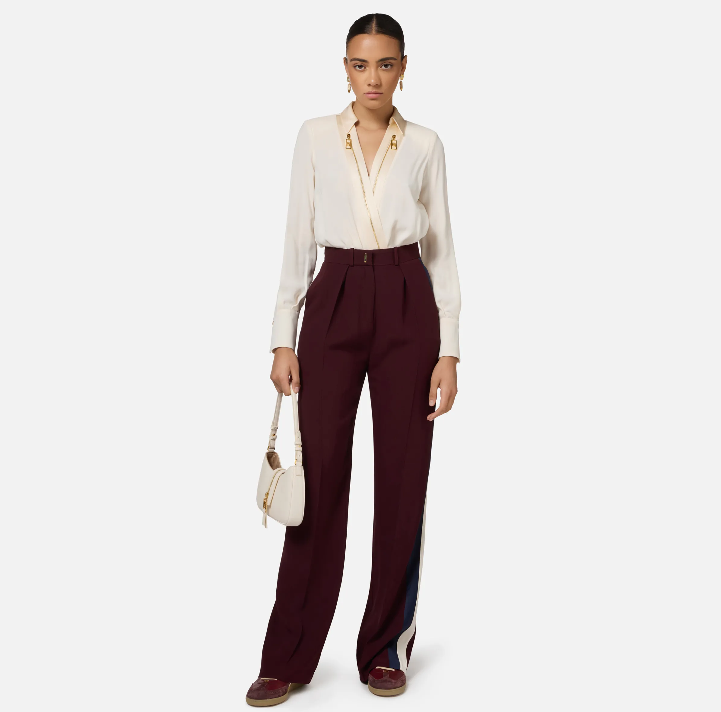 Camicia body in georgette e raso con zip