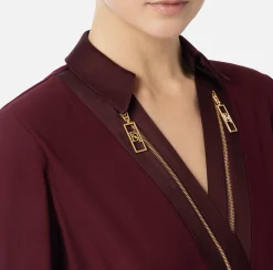 Camicia body in georgette e raso con zip