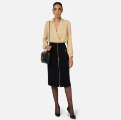 Camicia body in georgette con scollo incrociato