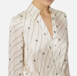 Camicia body in georgette di seta stampata