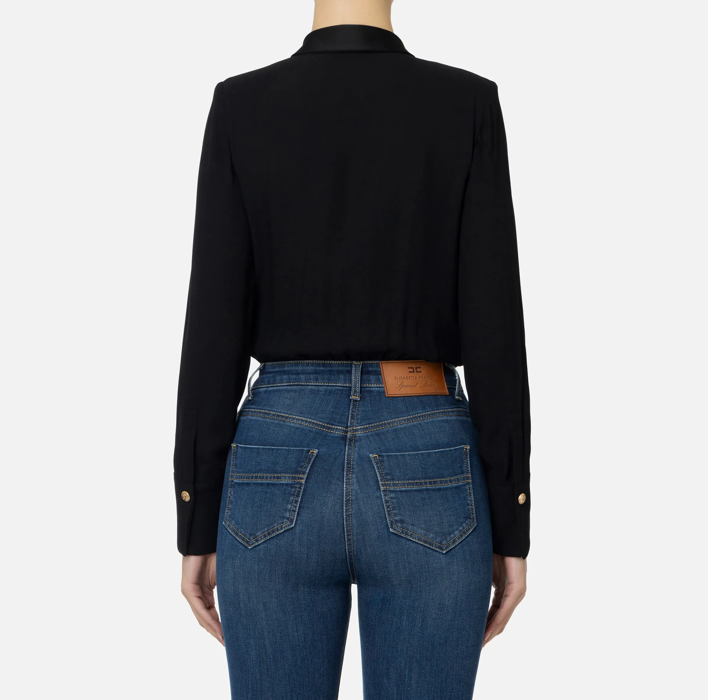 Camicia body in georgette e raso con zip