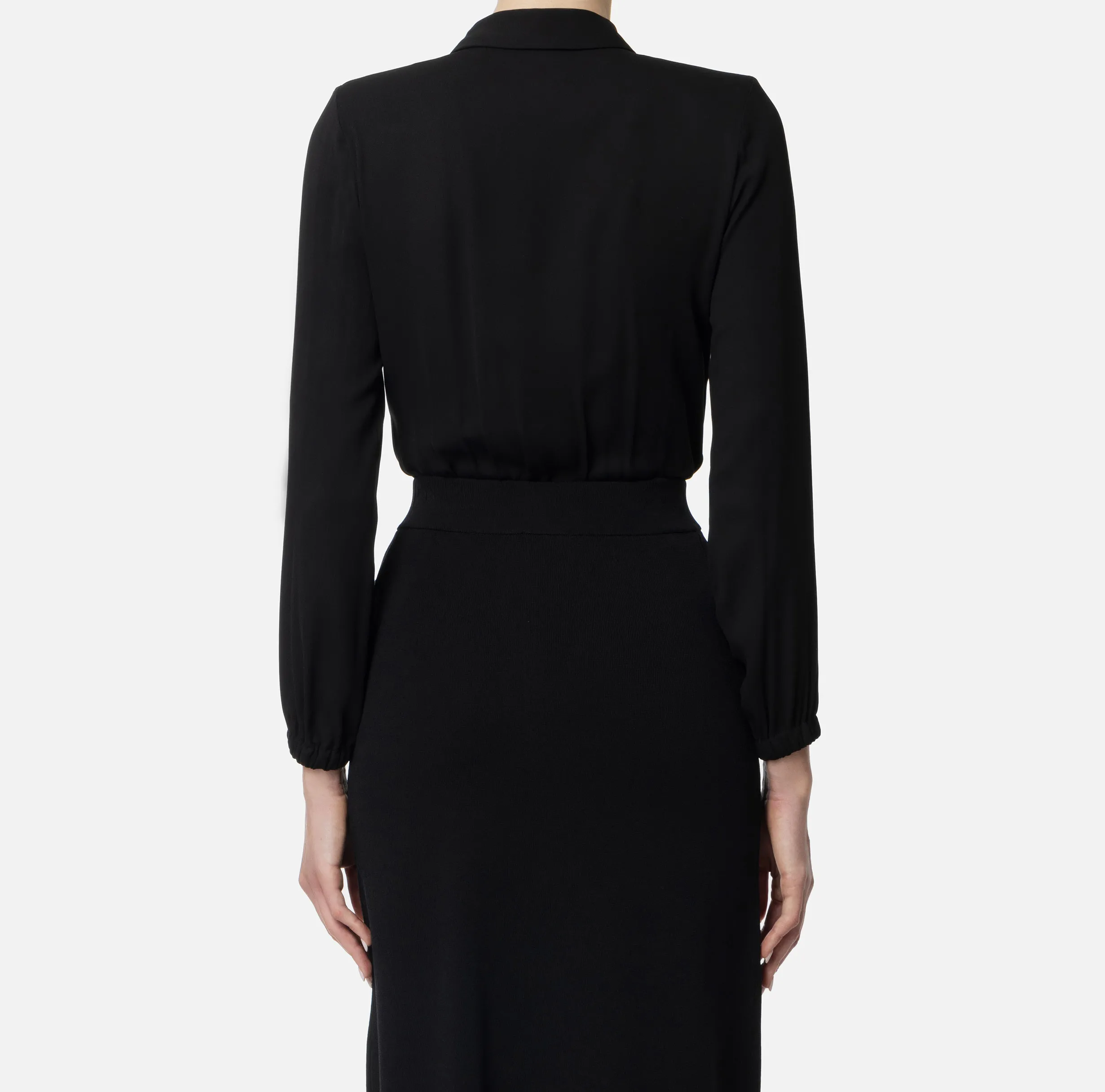 Camicia body in georgette con scollo incrociato