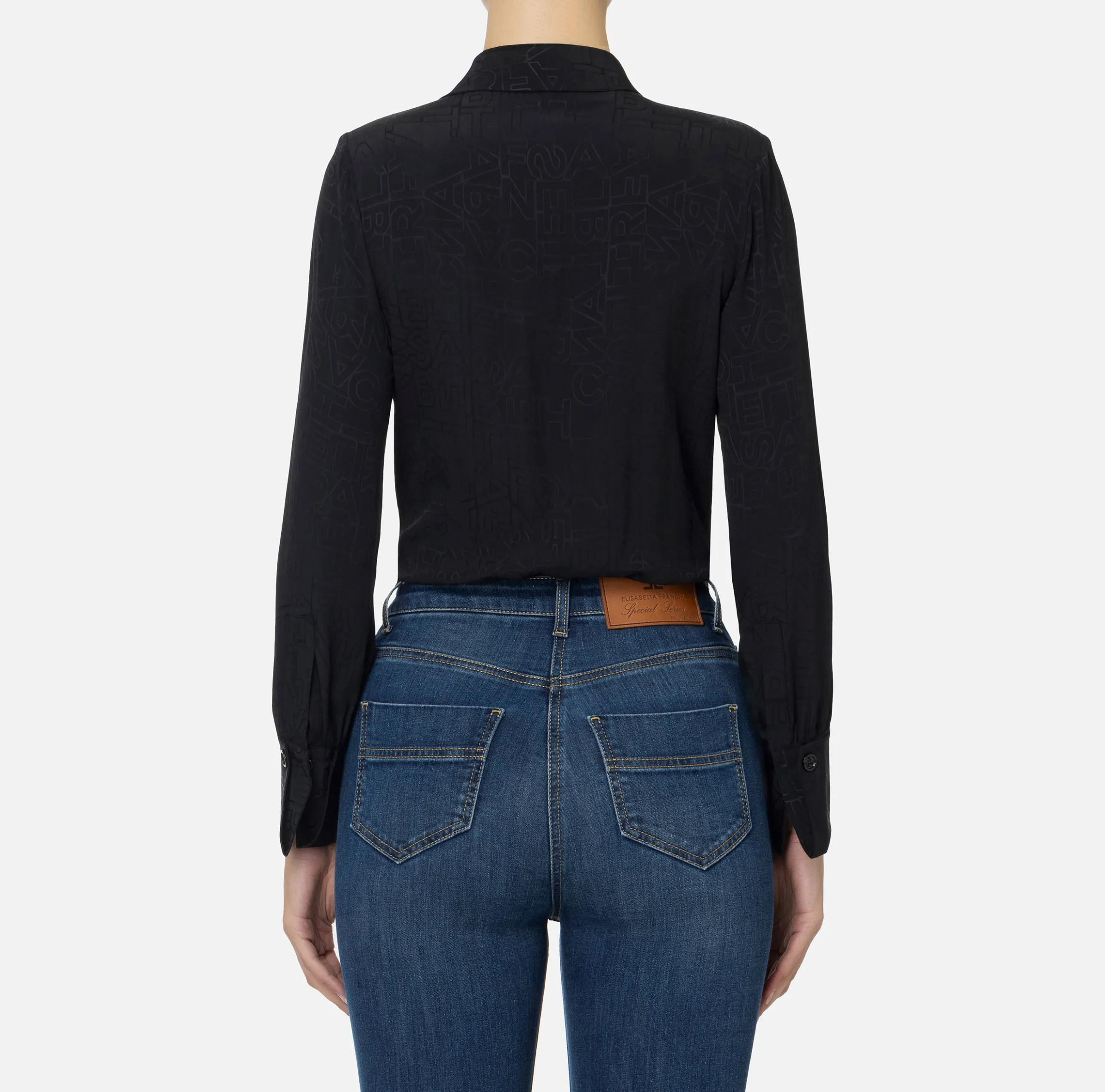 Camicia body in georgette jacquard lettering