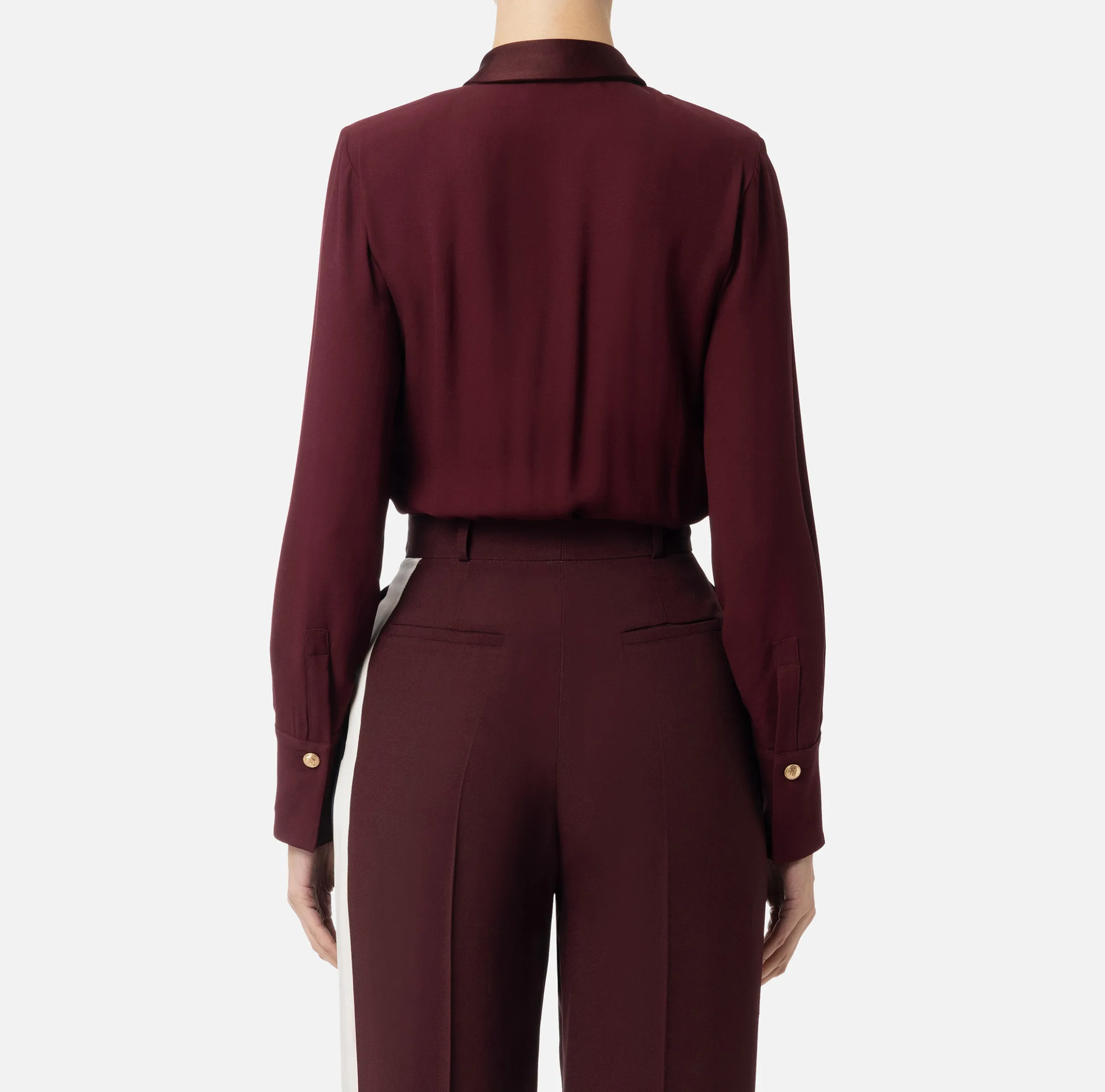 Camicia body in georgette e raso con zip