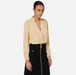 Camicia body in georgette con scollo incrociato