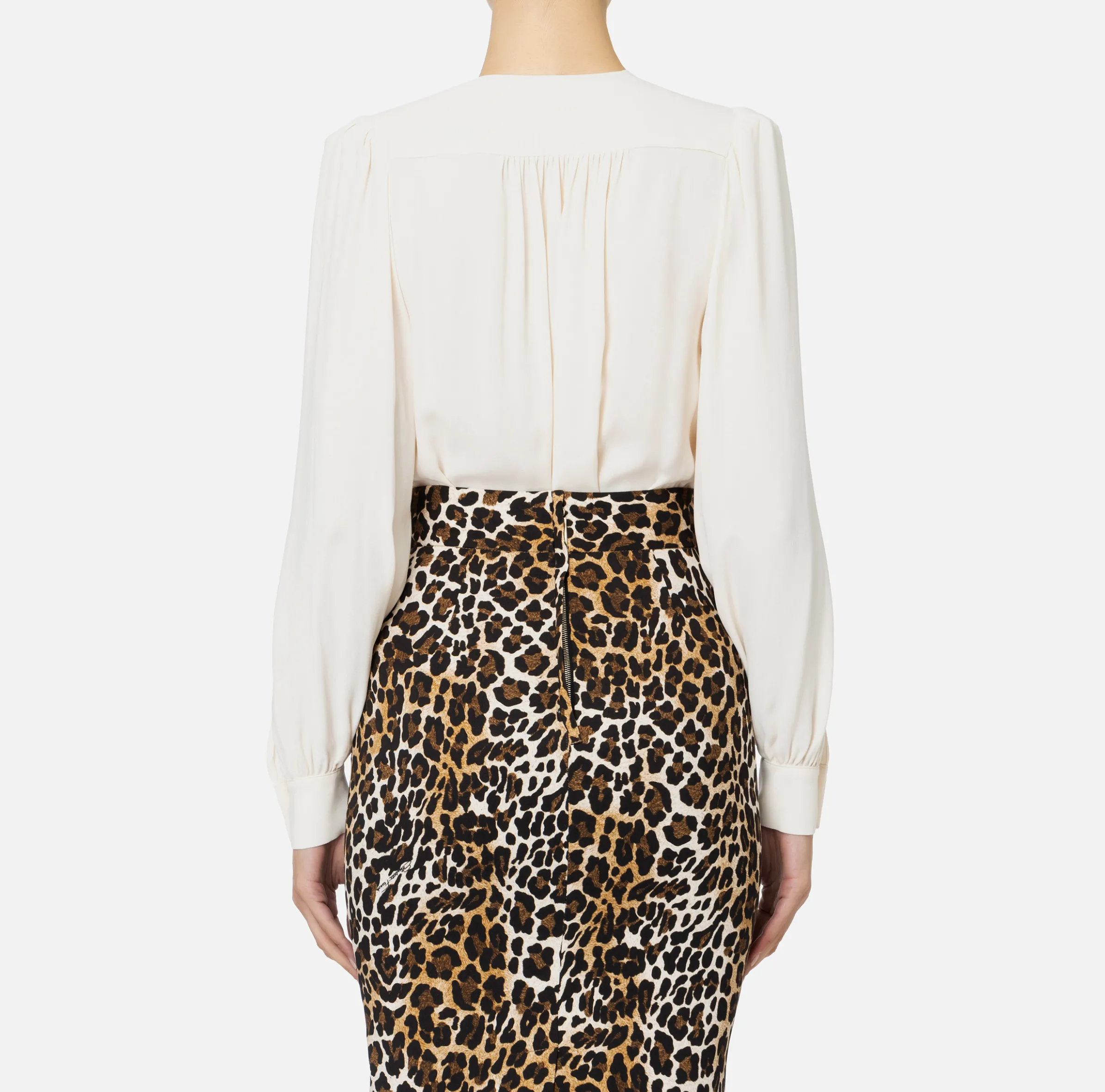 Camicia body in georgette con ricamo su spalle