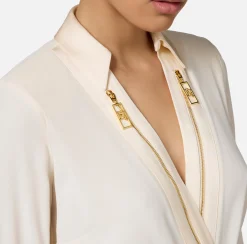 Camicia body in georgette e raso con zip