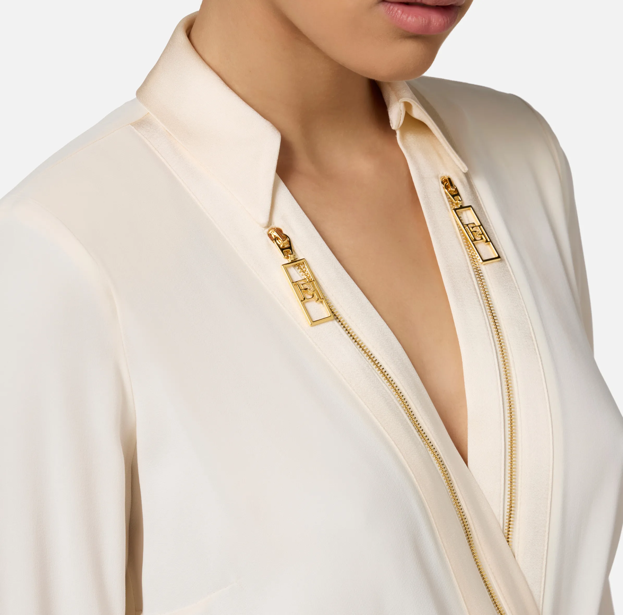 Camicia body in georgette e raso con zip