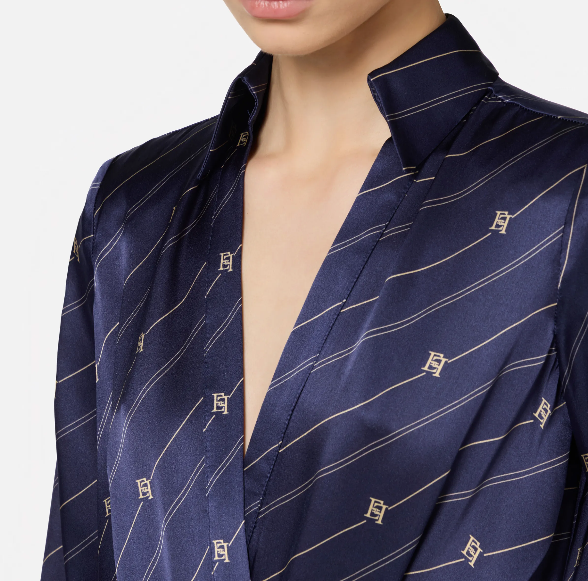 Camicia body in georgette di seta stampata
