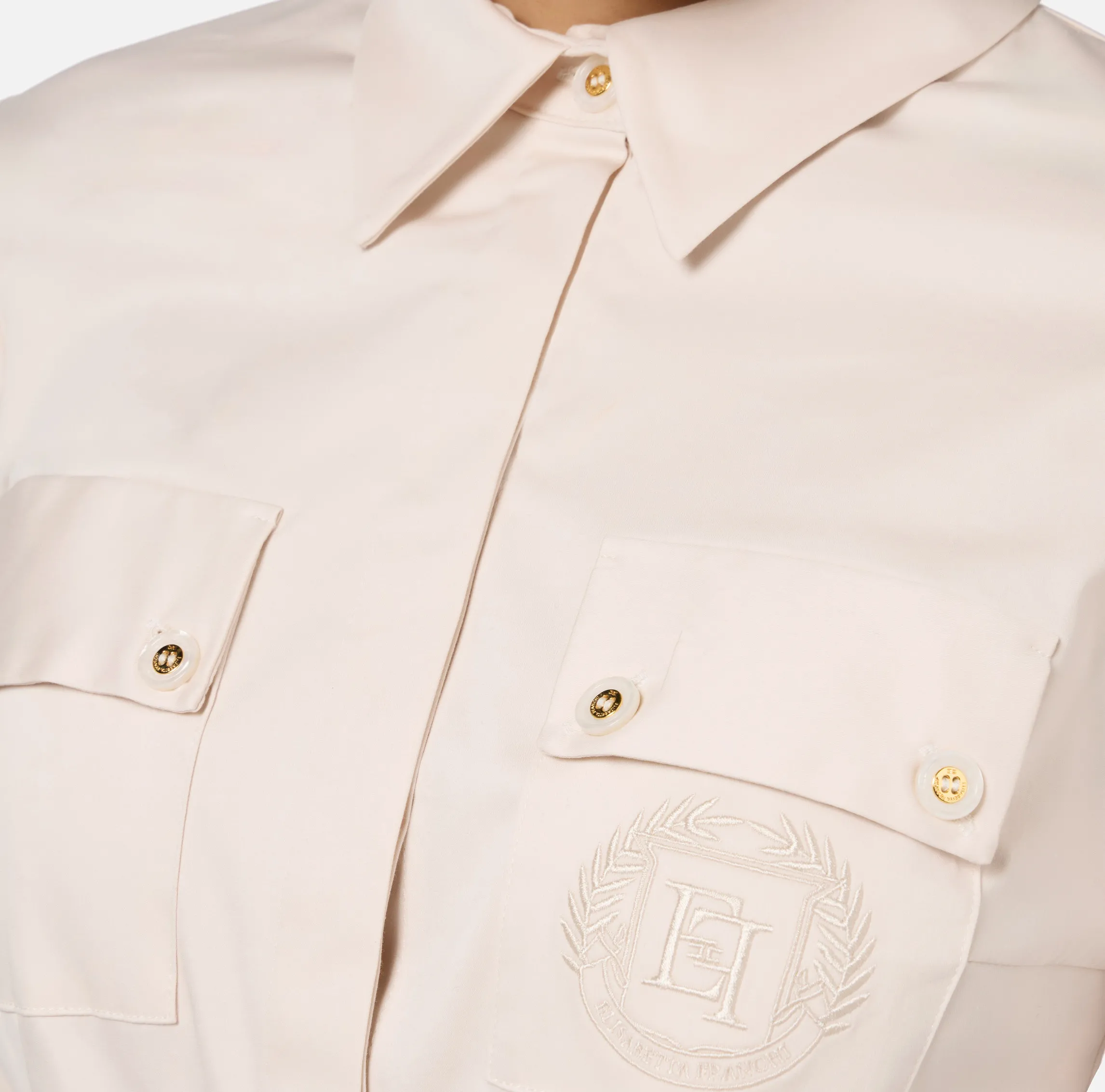 Camicia body in popeline stretch con cut-out