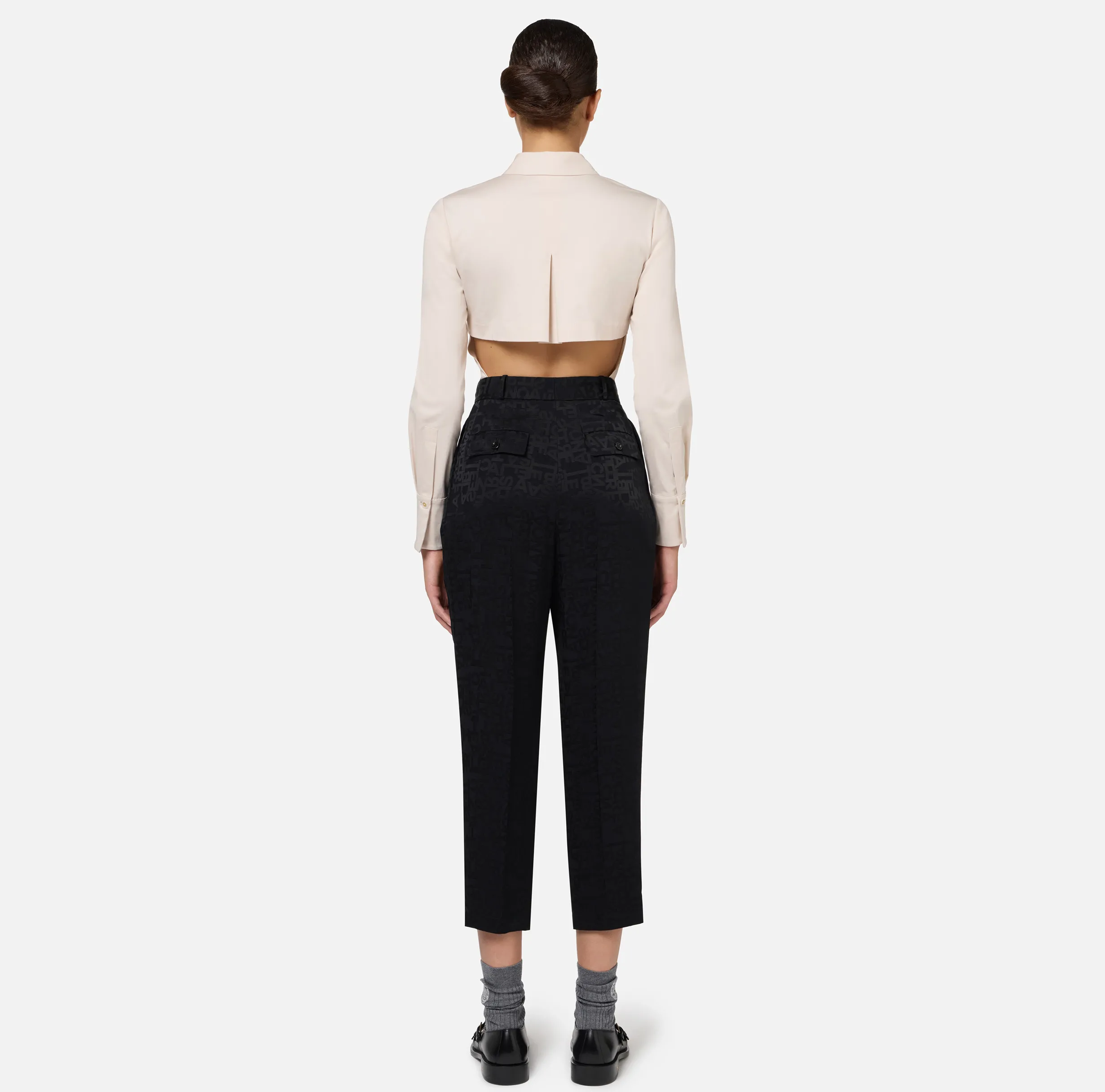 Camicia body in popeline stretch con cut-out