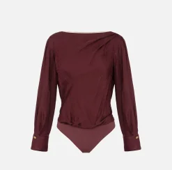 Camicia body in raso jacquard con collana