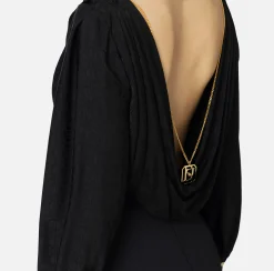 Camicia body in raso jacquard con collana