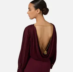 Camicia body in raso jacquard con collana