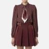 Camicia cropped in georgette stampa rombo con foulard
