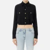 Camicia cropped in georgette con foulard