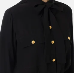 Camicia cropped in georgette con foulard