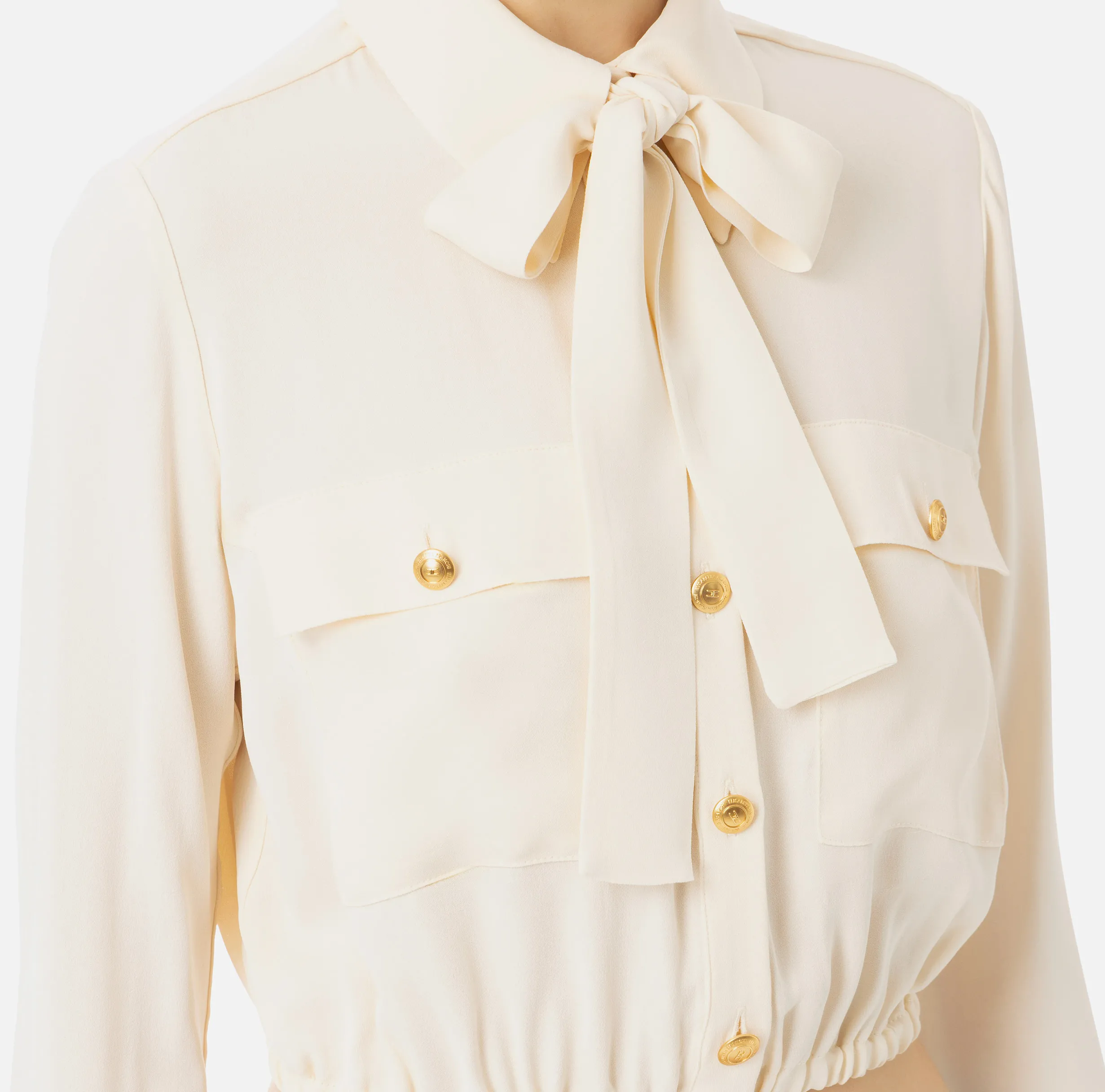 Camicia cropped in georgette con foulard