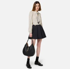 Camicia cropped in georgette stampa rombo con foulard