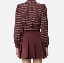 Camicia cropped in georgette stampa rombo con foulard