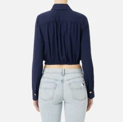 Camicia cropped in georgette con foulard