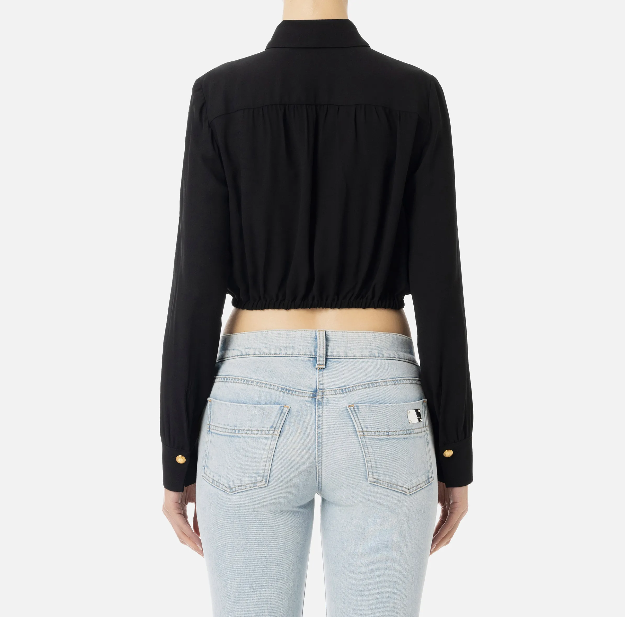 Camicia cropped in georgette con foulard