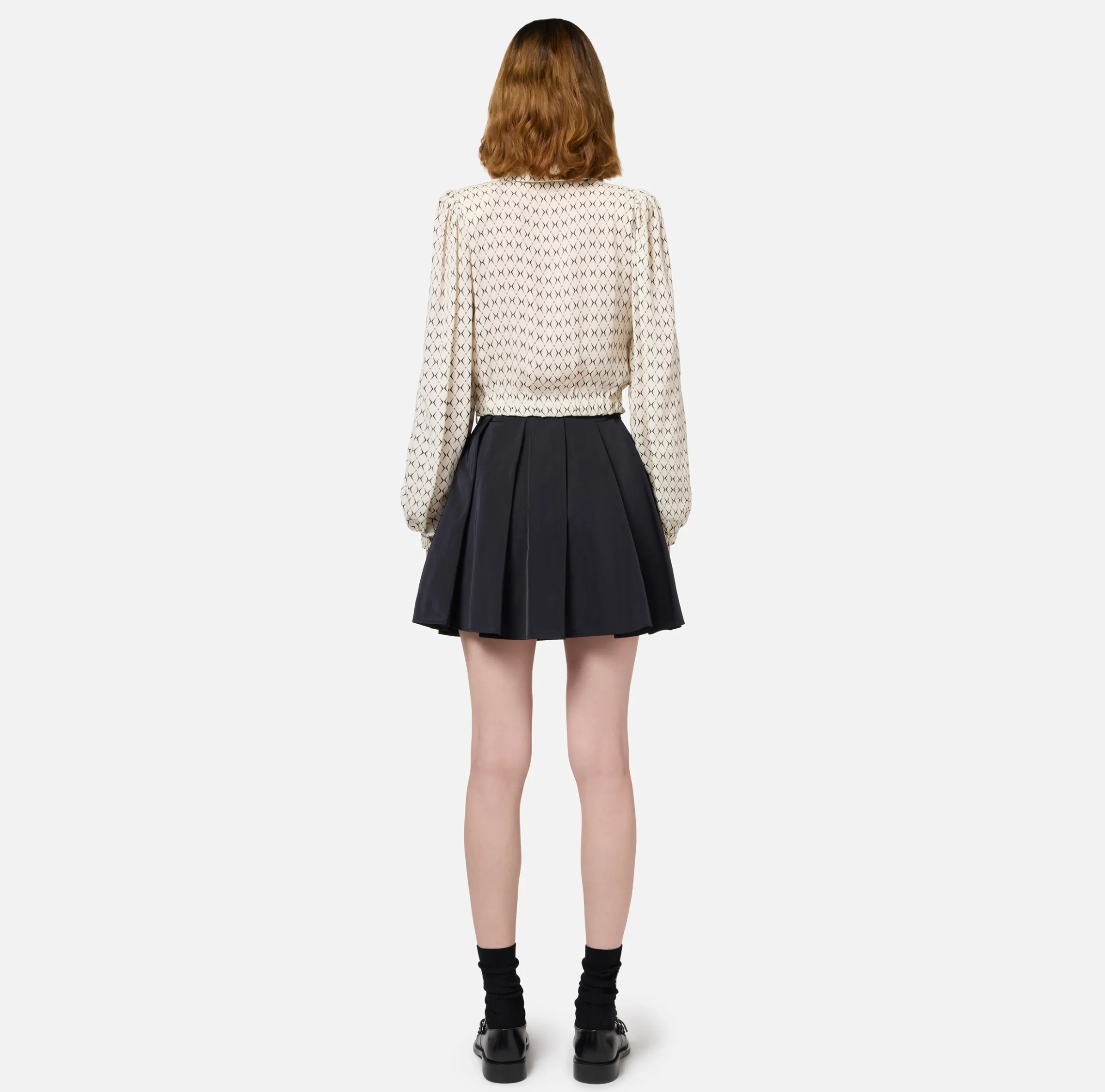 Camicia cropped in georgette stampa rombo con foulard