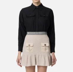 Camicia cropped in popeline con fascione