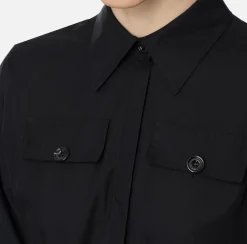 Camicia cropped in popeline con fascione