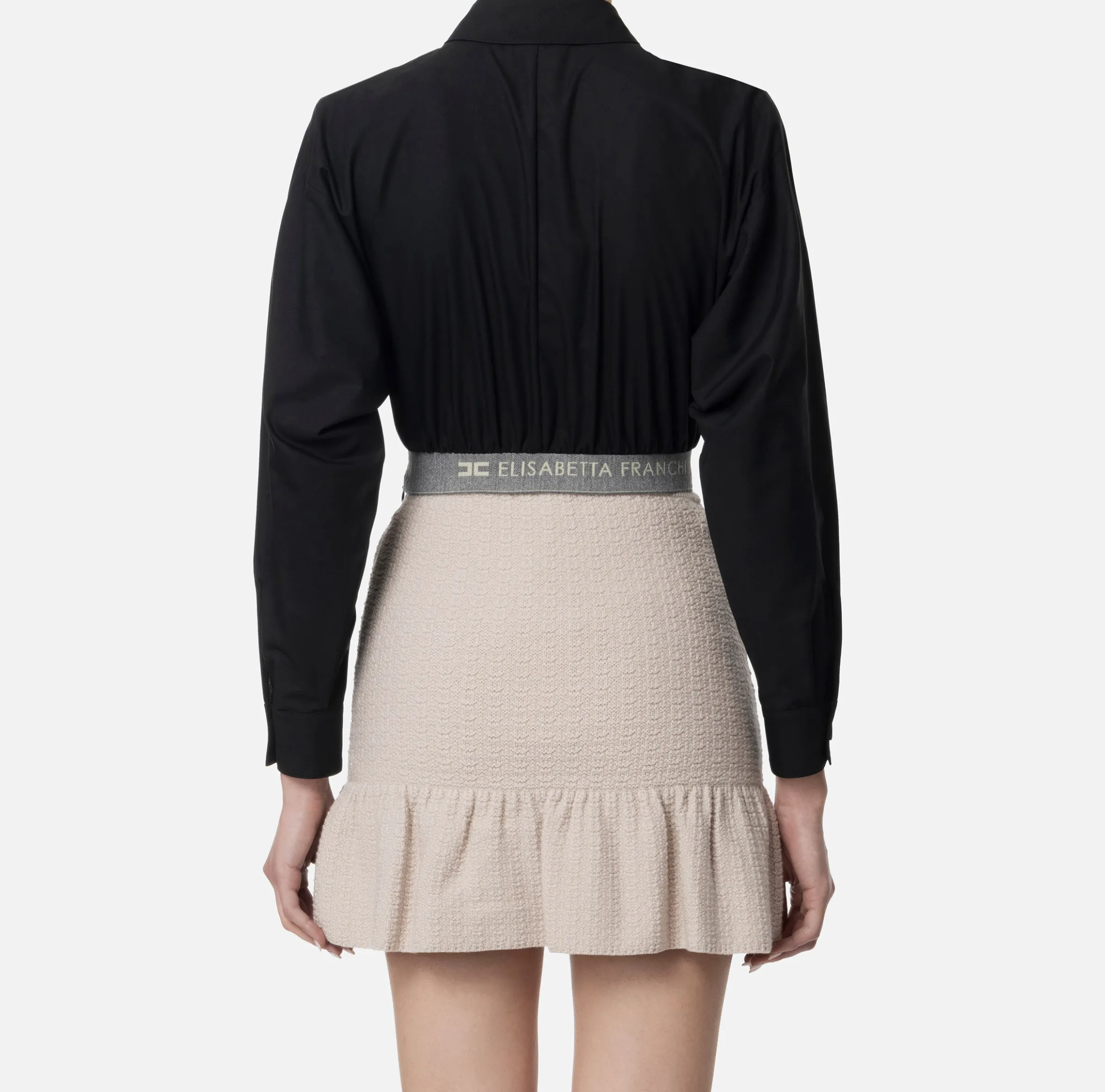 Camicia cropped in popeline con fascione