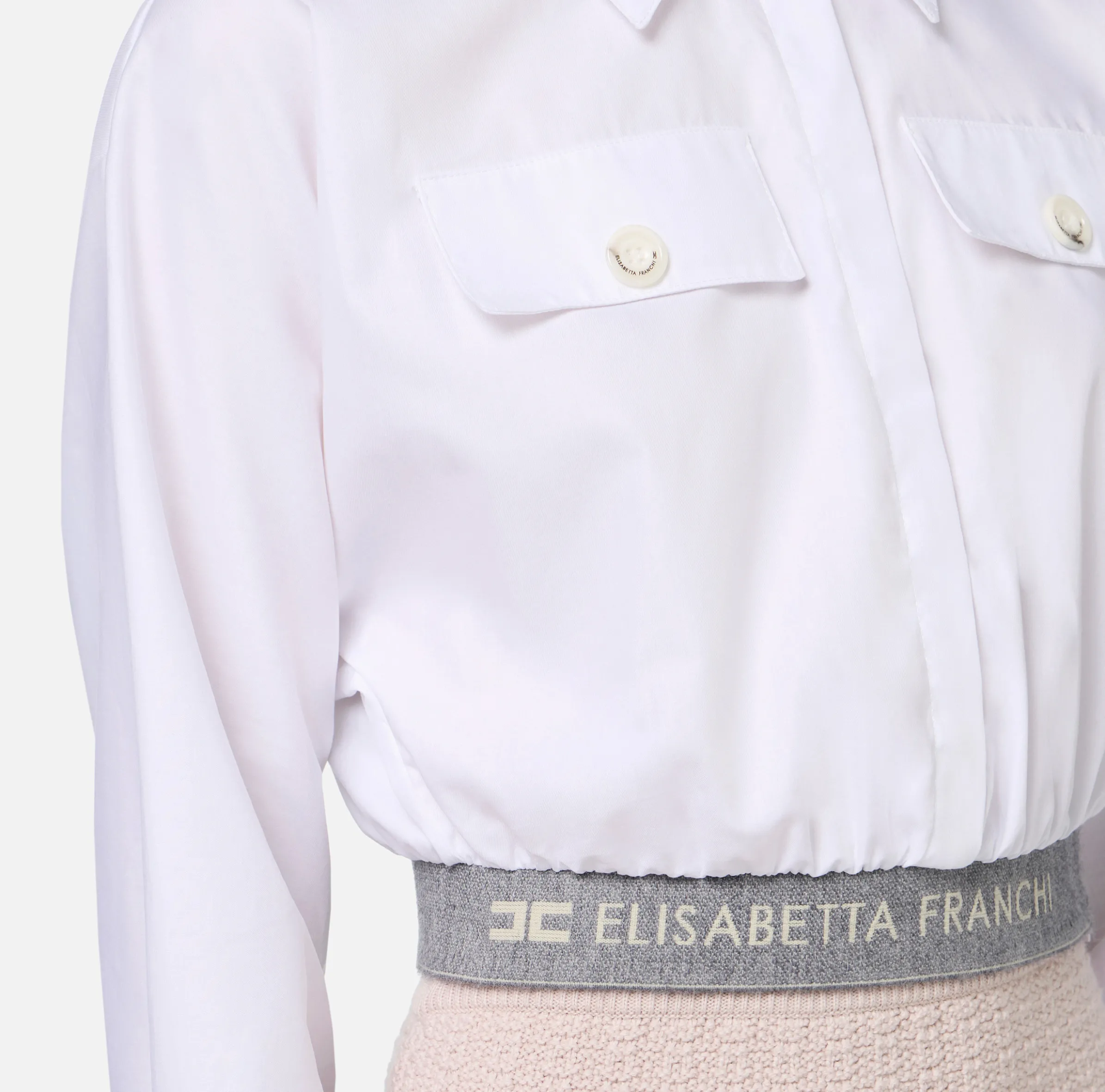 Camicia cropped in popeline con fascione