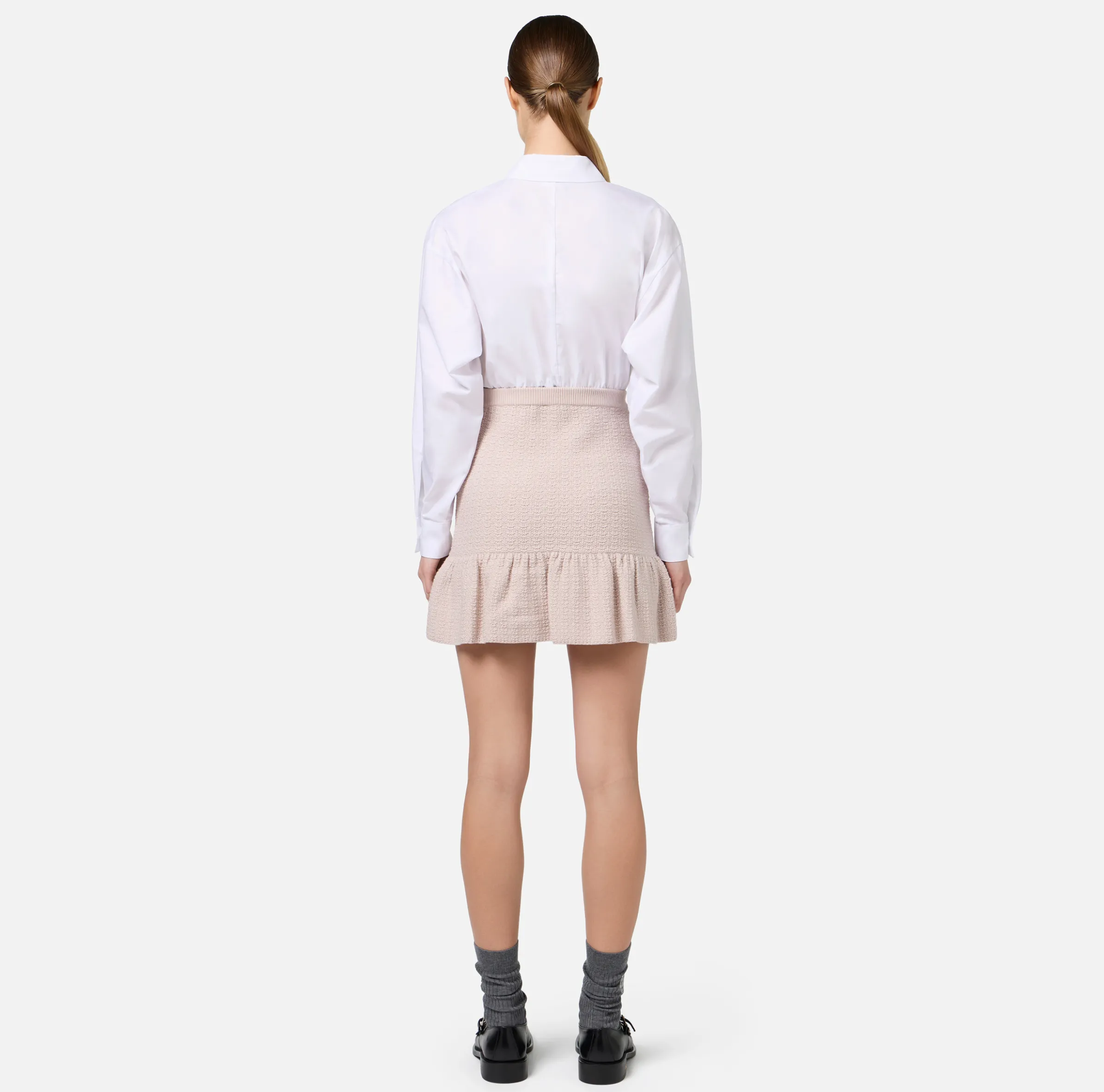 Camicia cropped in popeline con fascione