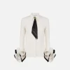 Camicia in georgette con ruches e foulard