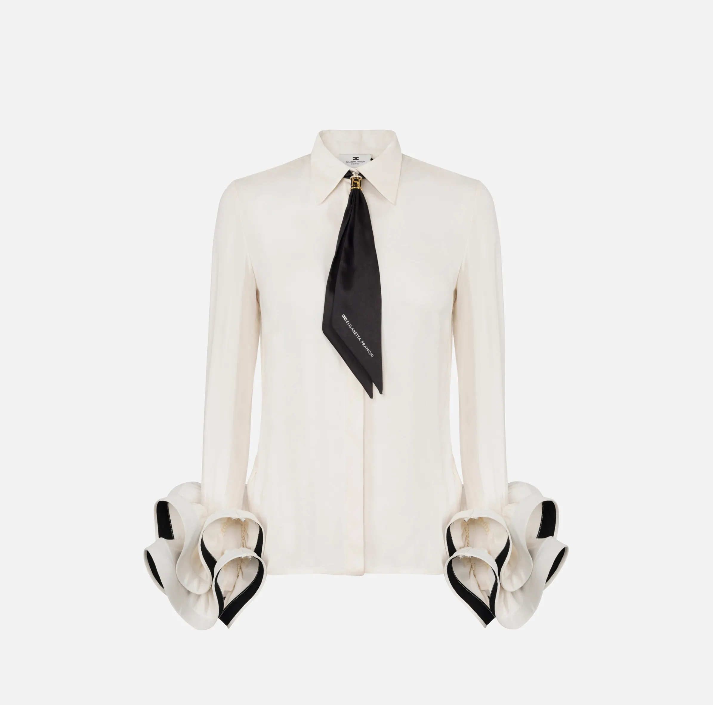 Camicia in georgette con ruches e foulard