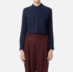 Camicia in georgette con patte ricamate
