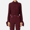 Camicia in georgette con polsi ricamati