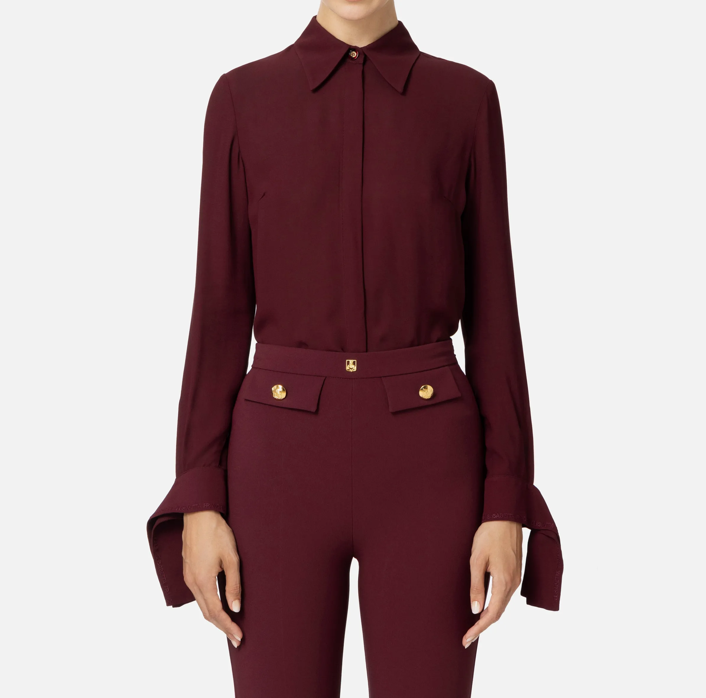 Camicia in georgette con polsi ricamati