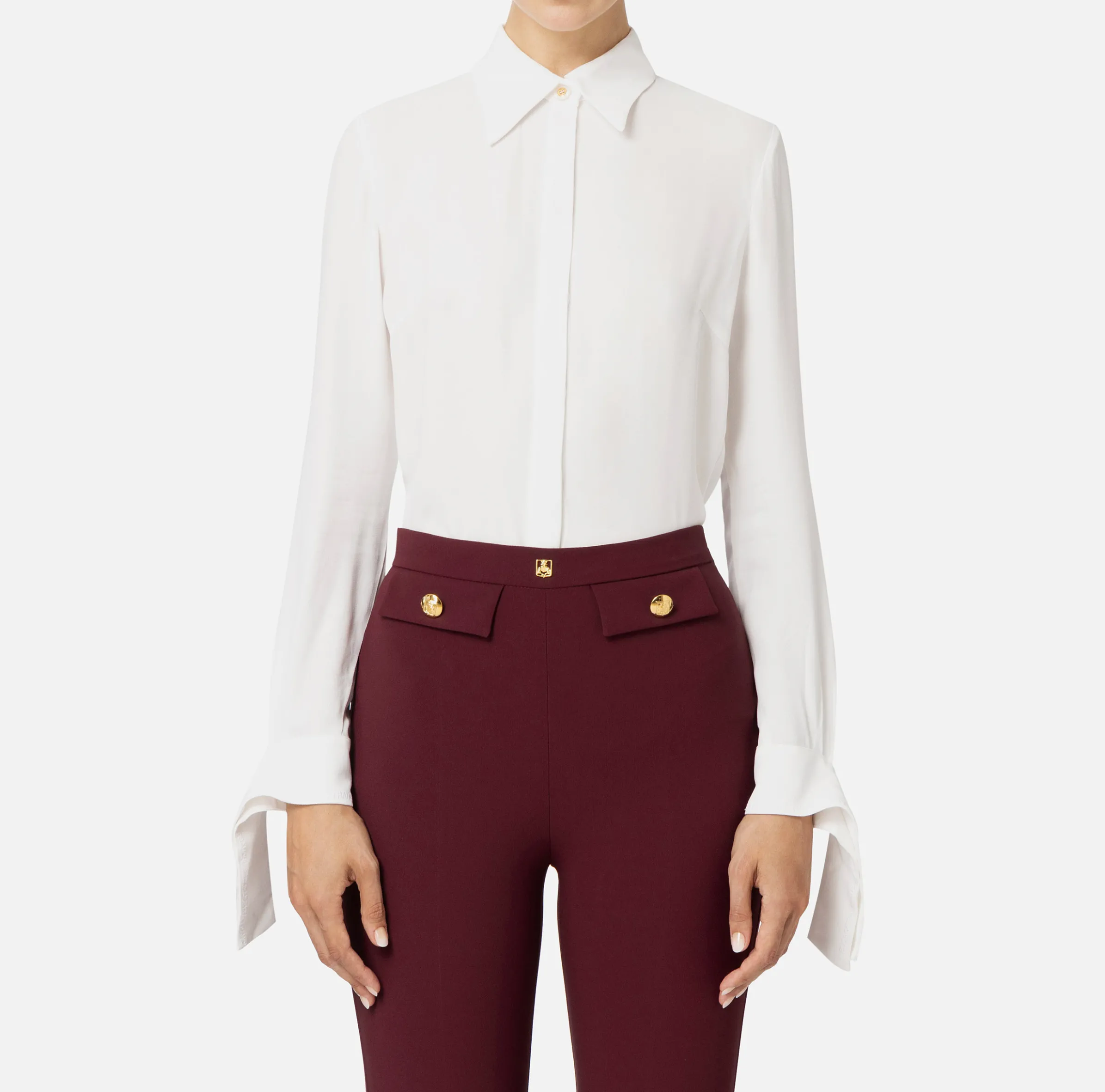 Camicia in georgette con polsi ricamati
