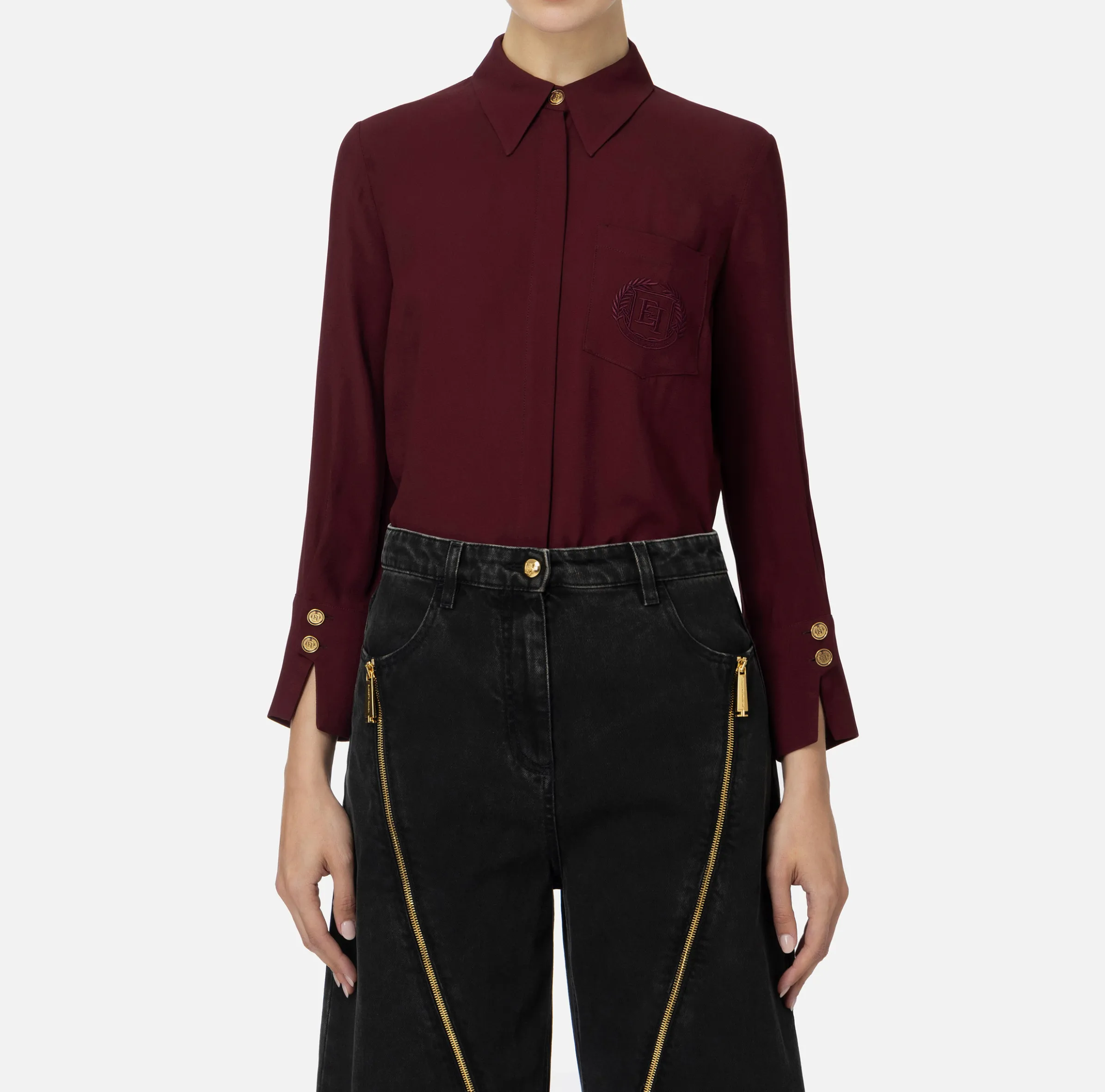 Camicia in georgette con patch logo