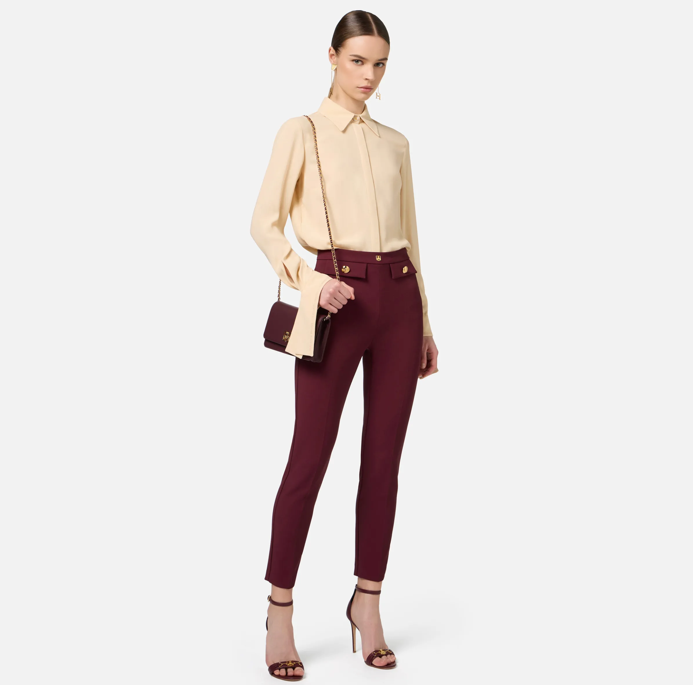 Camicia in georgette con polsi ricamati