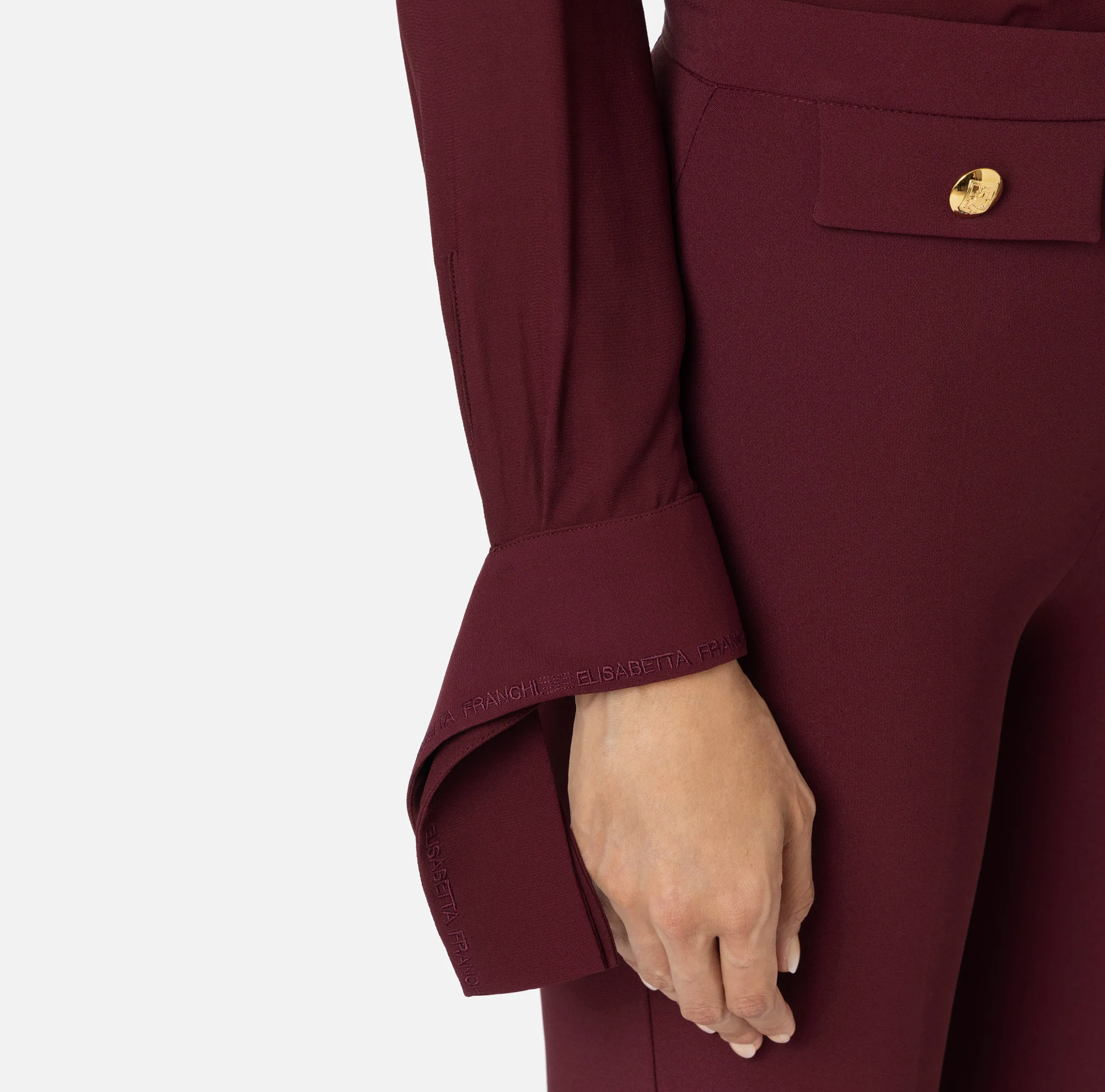 Camicia in georgette con polsi ricamati