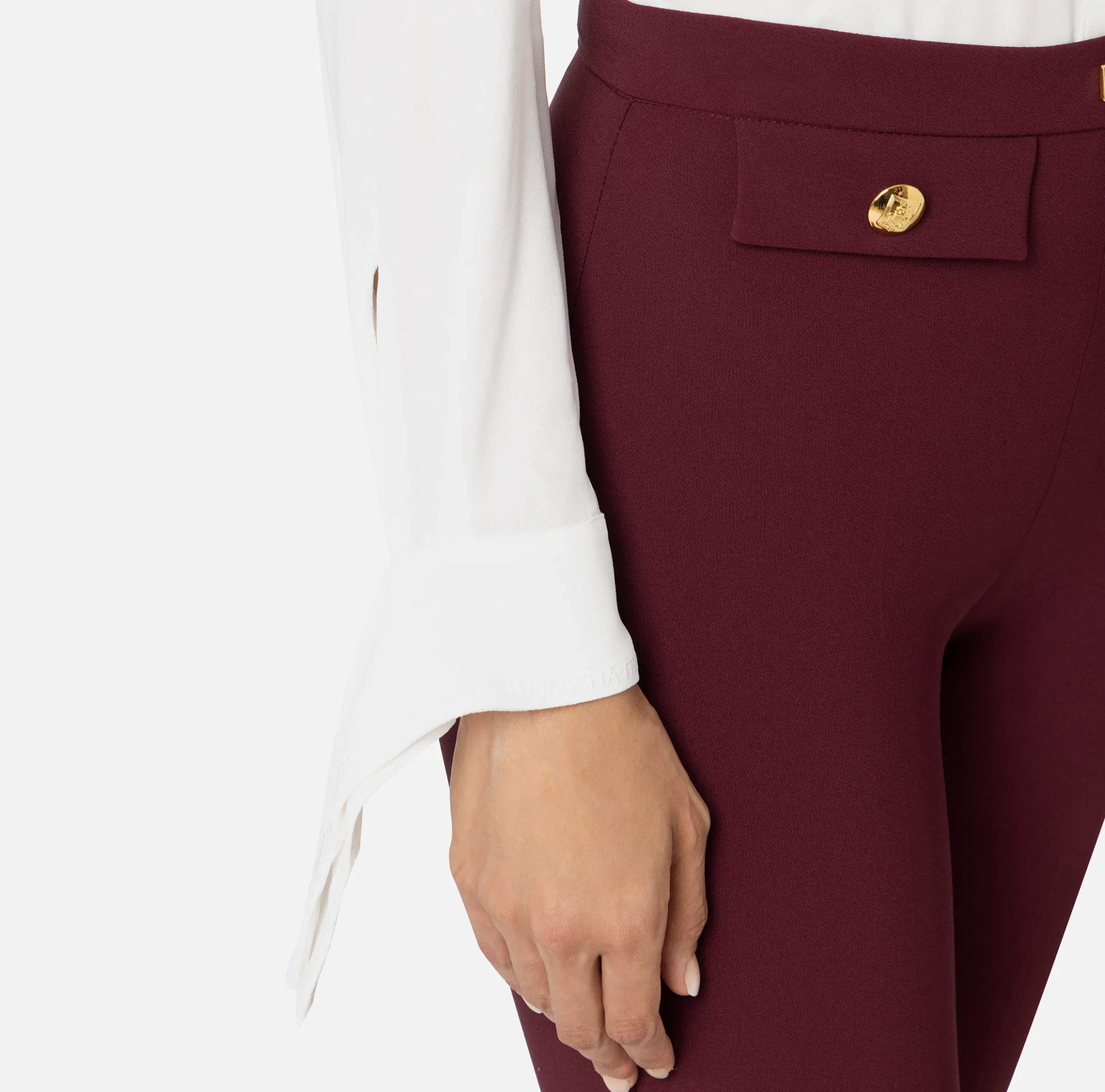 Camicia in georgette con polsi ricamati